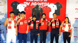 Peluncuran New Official Sports Kit 2023 di Kantor NOC Indonesia Senayan Jakarta pada 9 September 2023. 