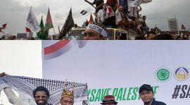 Foto saat mengikuti aksi damai bela Palestina di Monas Jakarta Pusat