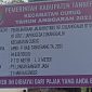 Papan proyek peningkatan jalan hotmix di desa Cukangalih Curug Tangerang