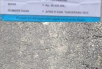 Foto pagu dan proyek hotmix di Bojong Nagka