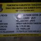 Papan informasi atau pagu anggaran proyek di jalan Raya Curug Cukanggalih, Kabupaten Tangerang Banten