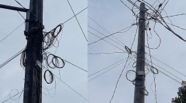 Warga Keluhkan Kabel Optik Jaringan Internet Semrawut di Kelurahan Cirendang Kabupaten Kuningan