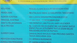 Foto papan proyek Revitalisasi SMAN 32 Tangerang.